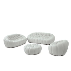 Signature Armless Boneless Couches | 4-Piece 3D-Knitted Light Grey Ocean-Inspired Curves Sofa Sets 6-seaters with 1-Ottomans