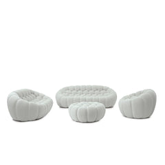 Signature Armless Boneless Couches | 4-Piece 3D-Knitted Light Grey Ocean-Inspired Curves Sofa Sets 6-seaters with 1-Ottomans