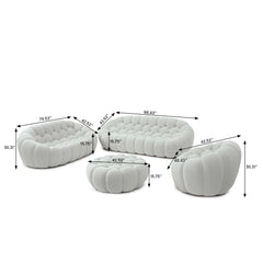 Signature Armless Boneless Couches | 4-Piece 3D-Knitted Light Grey Ocean-Inspired Curves Sofa Sets 6-seaters with 1-Ottomans