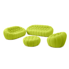 Signature Armless Boneless Couches | 4-Piece 3D-Knitted Lime Green Soft Cool And Stretchy Sofa Sets 6-seaters with 1-Ottomans
