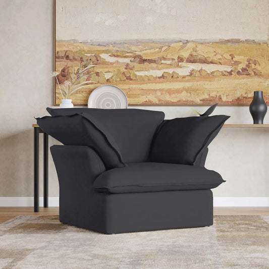 Premium Linen Cloud Sectional Couches | 1-Piece Linen Black A Clean Simple Look Single Sofa 1-seater
