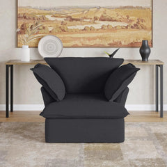 Premium Linen Cloud Sectional Couches | 1-Piece Linen Black A Clean Simple Look Single Sofa 1-seater