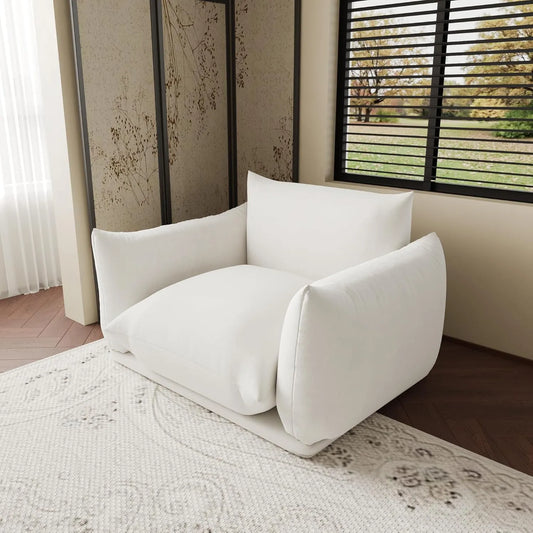 Exclusive Modern Sectional Couches | 1-Piece Chenille Beige Cool Retro Style Single Sofa 1-seater