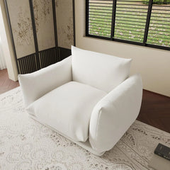 Exclusive Modern Sectional Couches | 1-Piece Chenille Beige Cool Retro Style Single Sofa 1-seater