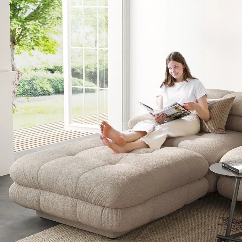 73.23" Sectional Sofa 2-Seater With 1 Ottoman Comfort Chaise - Brown