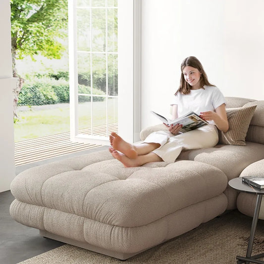 73.23" Sectional Sofa 2-Seater With 1 Ottoman Comfort Chaise - Brown