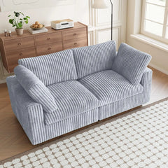 Premium Classic Cloud Sectional Couches | 2-Piece Plush Fabric Light Grey Secure Plush Texture Loveseats 2-seaters