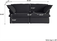 Premium Linen Cloud Sectional Couches | 2-Piece Linen Black Smart Hidden Storage Loveseats 2-seaters