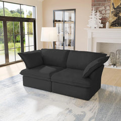 Premium Linen Cloud Sectional Couches | 2-Piece Linen Black Smart Hidden Storage Loveseats 2-seaters