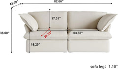 Premium Linen Cloud Sectional Couches | 2-Piece Linen Beige Lounge-Ready Seating Loveseats 2-seaters