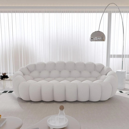 Signature Armless Boneless Couches | 1-Piece 3D-Knitted Light Grey A Soft Wavy Shape Loveseats 3-seaters