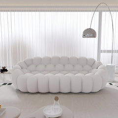 Signature Armless Boneless Couches | 1-Piece 3D-Knitted Light Grey A Soft Wavy Shape Loveseats 3-seaters