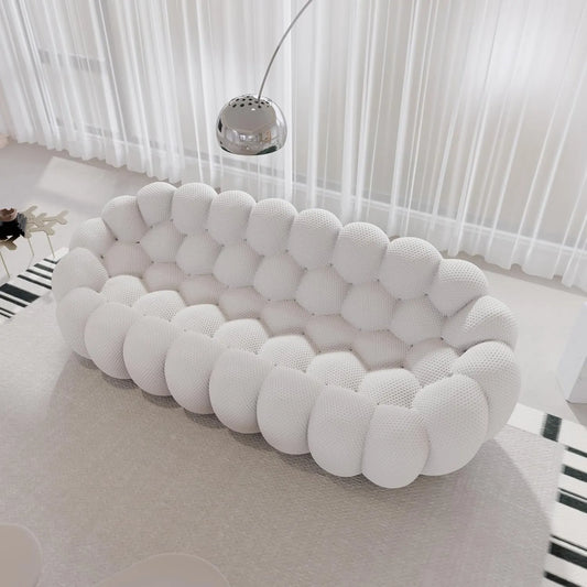 Signature Armless Boneless Couches | 1-Piece 3D-Knitted Light Grey A Soft Wavy Shape Loveseats 3-seaters