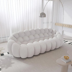Signature Armless Boneless Couches | 1-Piece 3D-Knitted Light Grey A Soft Wavy Shape Loveseats 3-seaters