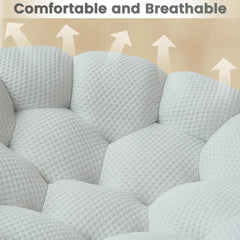 Signature Armless Boneless Couches | 1-Piece 3D-Knitted Light Grey A Soft Wavy Shape Loveseats 3-seaters