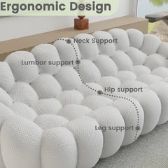 Signature Armless Boneless Couches | 1-Piece 3D-Knitted Light Grey A Soft Wavy Shape Loveseats 3-seaters