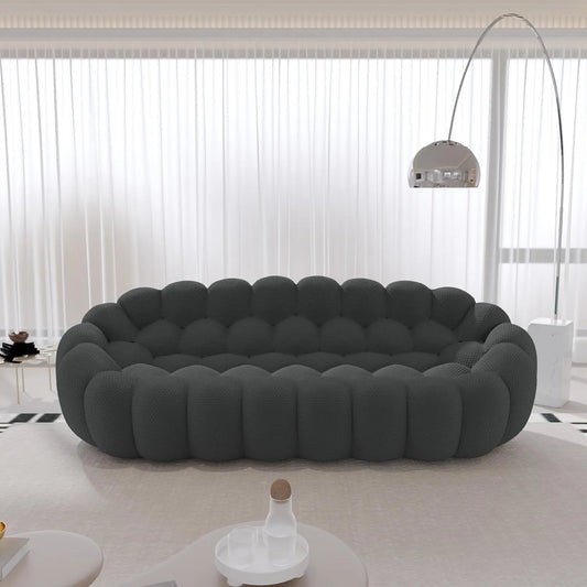Signature Armless Boneless Couches | 1-Piece 3D-Knitted Grey Flowing Organic Shape Loveseats 3-seaters