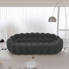 Signature Armless Boneless Couches | 1-Piece 3D-Knitted Grey Flowing Organic Shape Loveseats 3-seaters