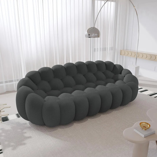 Signature Armless Boneless Couches | 1-Piece 3D-Knitted Grey Flowing Organic Shape Loveseats 3-seaters