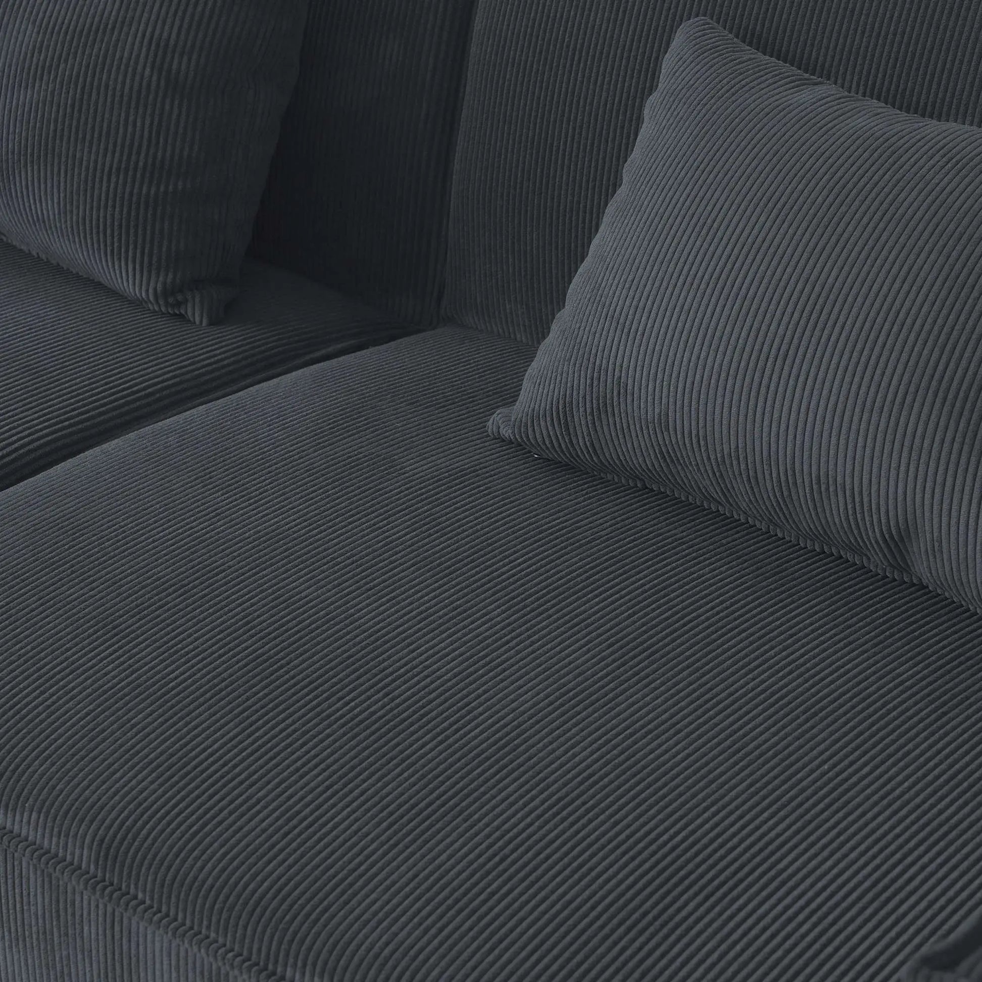 American Style 3-Seater Corduroy Modular Sectional SofaCorduroy - Black