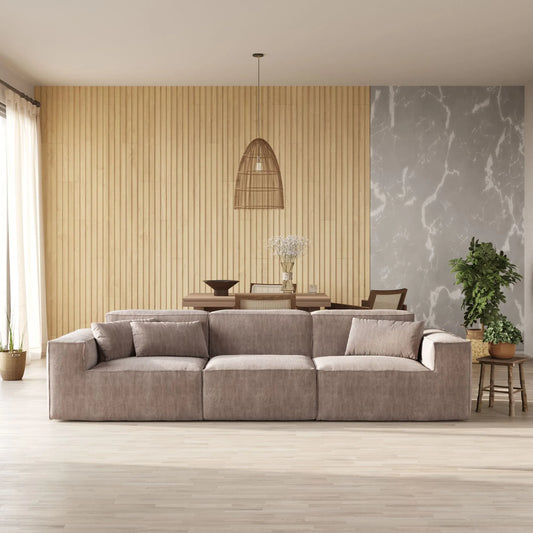 American Style 3-Seater Corduroy Modular Sectional SofaCorduroy - Brown
