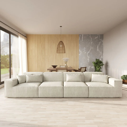 American Style 4-Seater Corduroy Modular Sectional Sofa 3D-Knitted FabricCorduroy - Beige