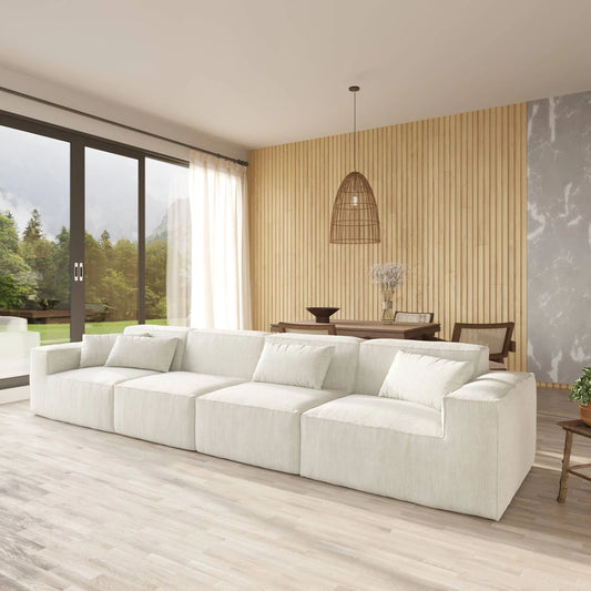 American Style 4-Seater Corduroy Modular Sectional Sofa 3D-Knitted FabricCorduroy - Beige