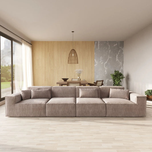 American Style 4-Seater Corduroy Modular Sectional SofaCorduroy - Brown