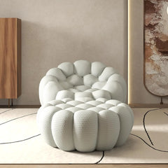 Signature Armless Boneless Couches | 2-Piece 3D-Knitted Light Grey Inspired By The Ocean Sofa Sets 1-seater with 1-Ottomans