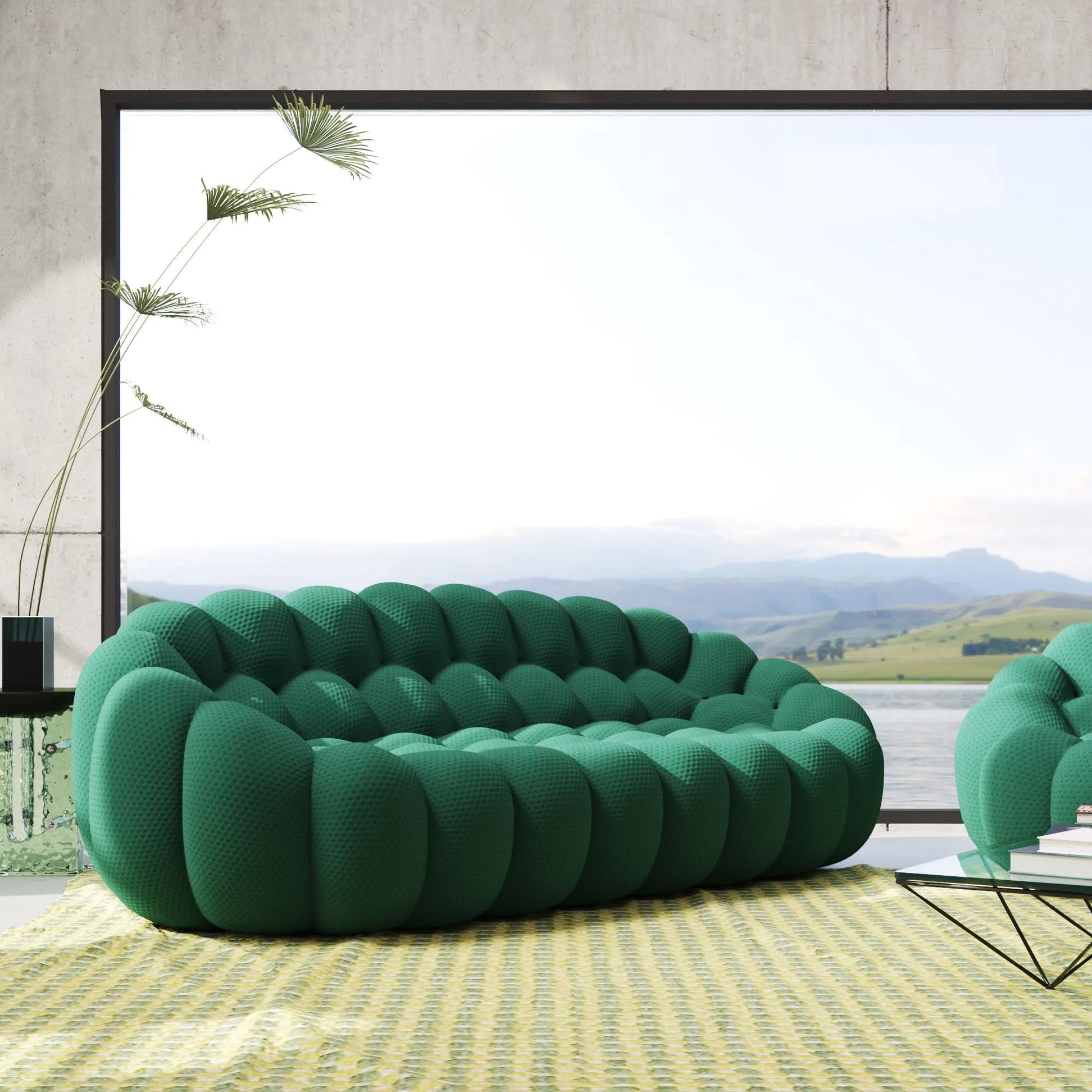 Bubble Couch Modular Sofa 3-Seater 3D-Knitted Fabric - Green