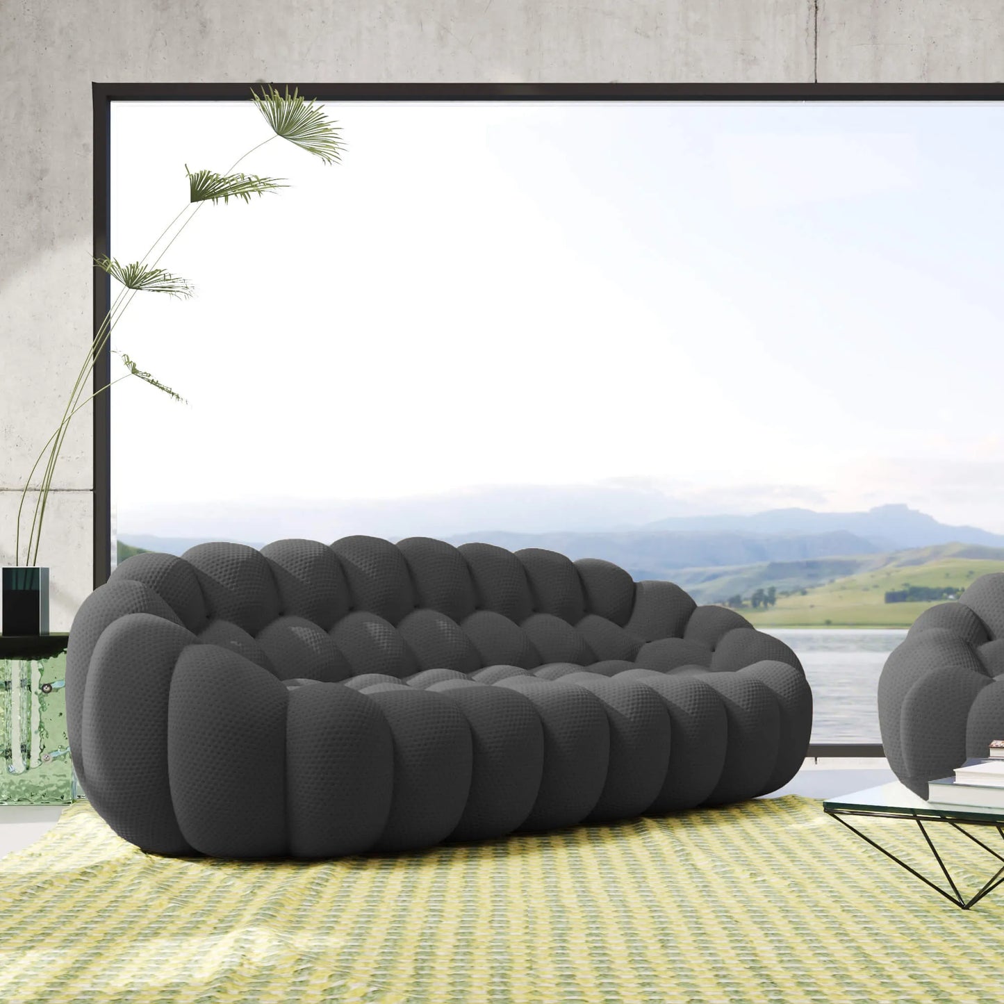 Bubble Couch Modular Sofa 3-Seater 3D-Knitted Fabric - Grey
