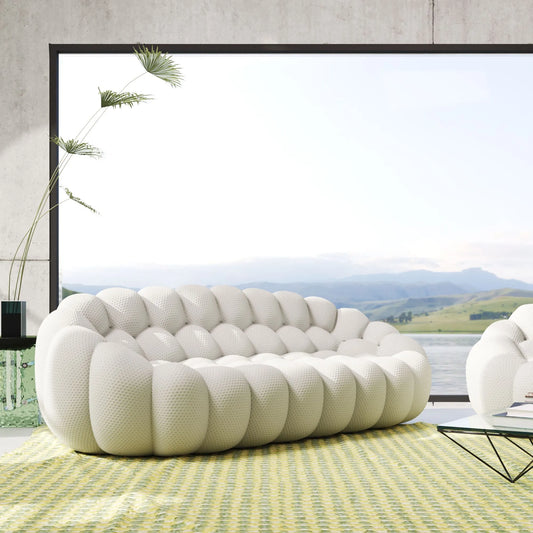 Bubble Couch Modular Sofa 3-Seater 3D-Knitted Fabric - Light Grey
