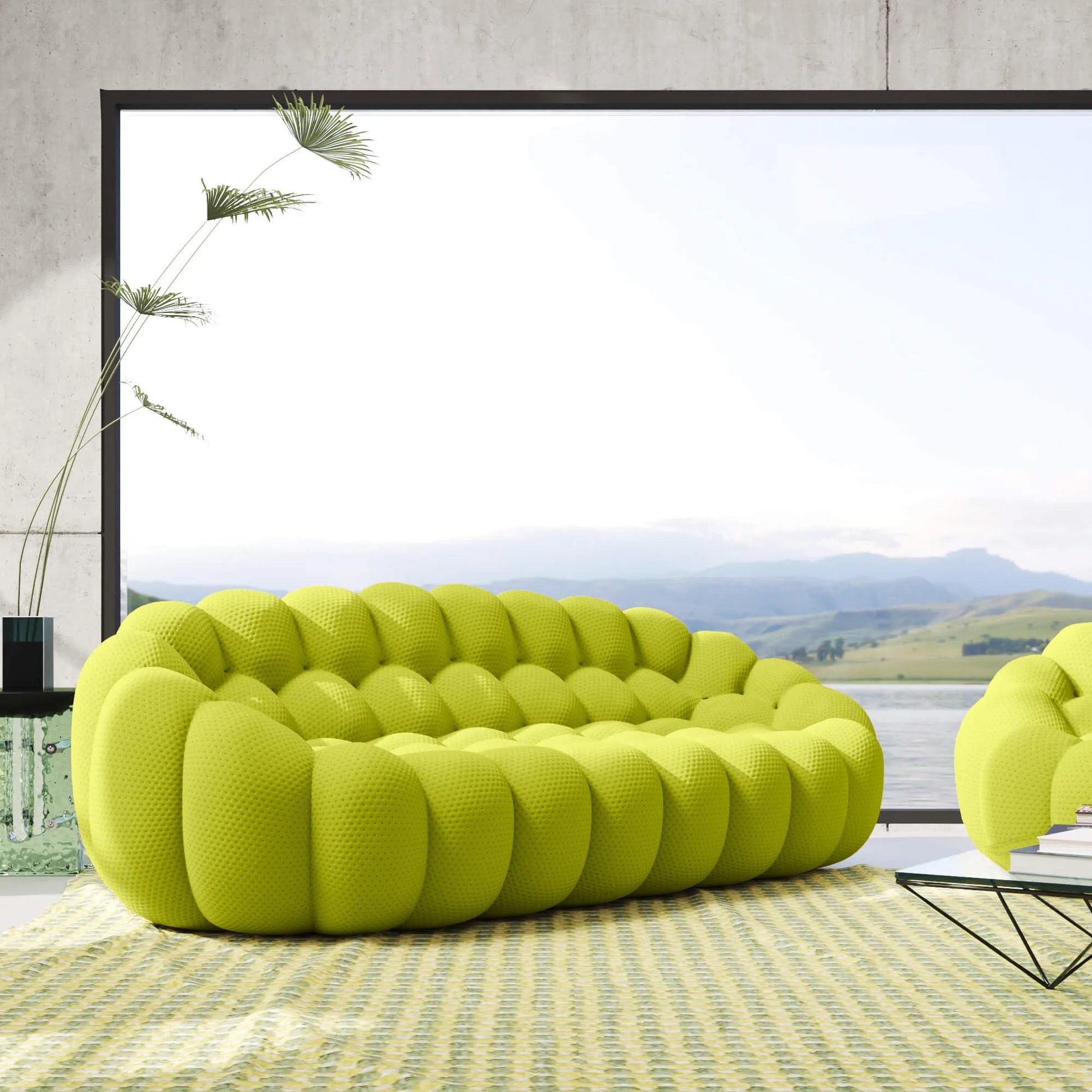 Bubble Couch Modular Sofa 3-Seater 3D-Knitted Fabric - Lime Green