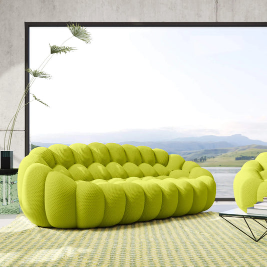 Bubble Couch Modular Sofa 3-Seater 3D-Knitted Fabric - Lime Green