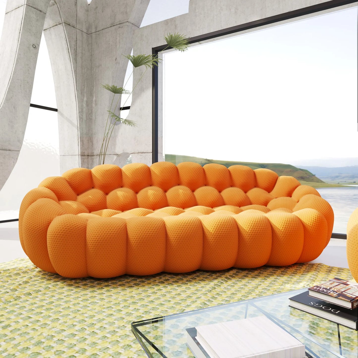 Bubble Couch Modular Sofa 3-Seater 3D-Knitted Fabric - Orange