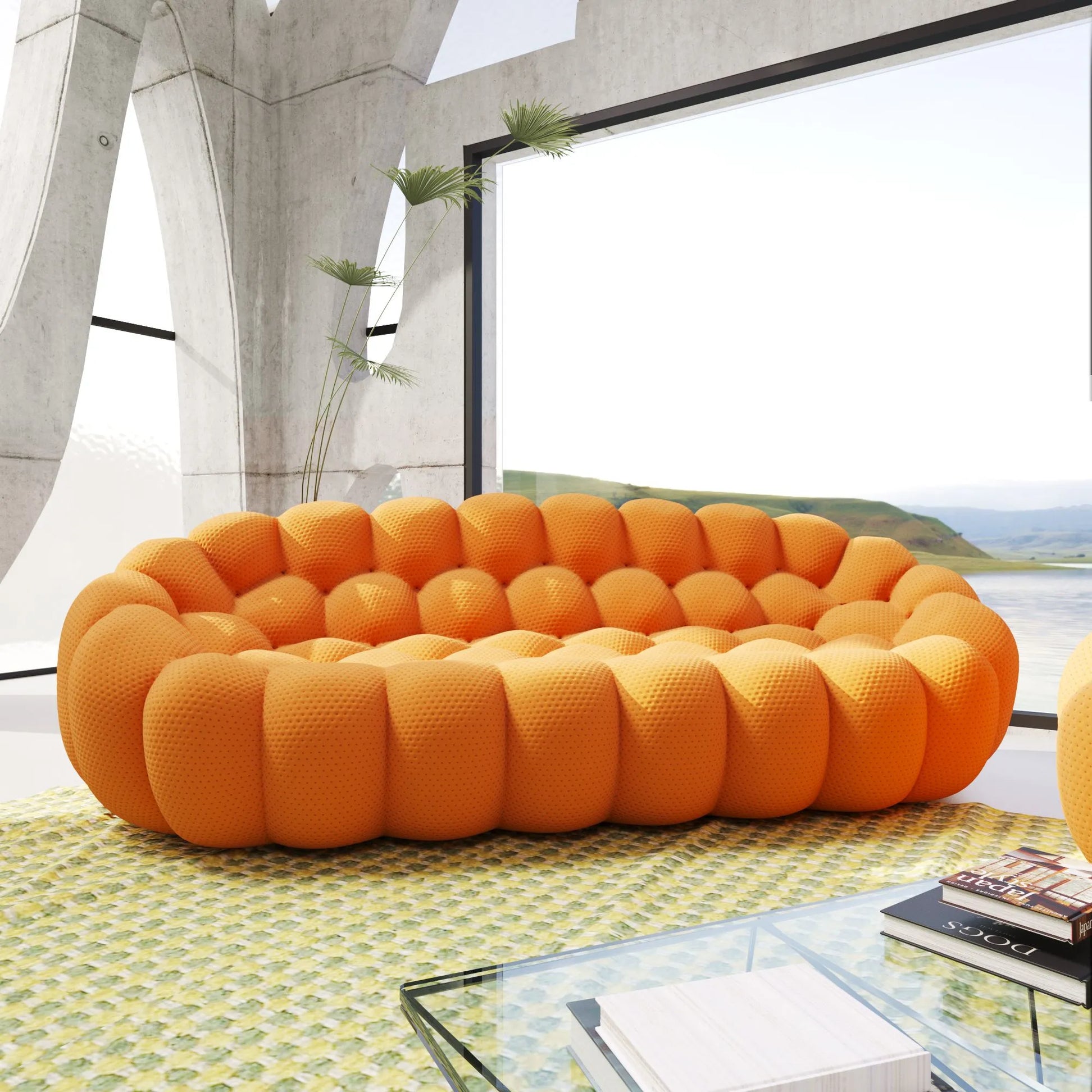 Bubble Couch Modular Sofa 3-Seater 3D-Knitted Fabric - Orange