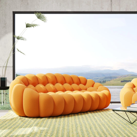 Bubble Couch Modular Sofa 3-Seater 3D-Knitted Fabric - Orange
