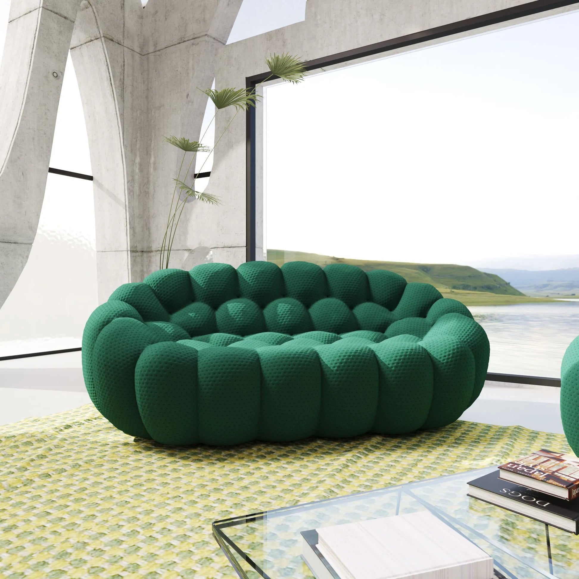 Bubble Couch Modular Sofa Loveseat 3D-Knitted Fabric - Green