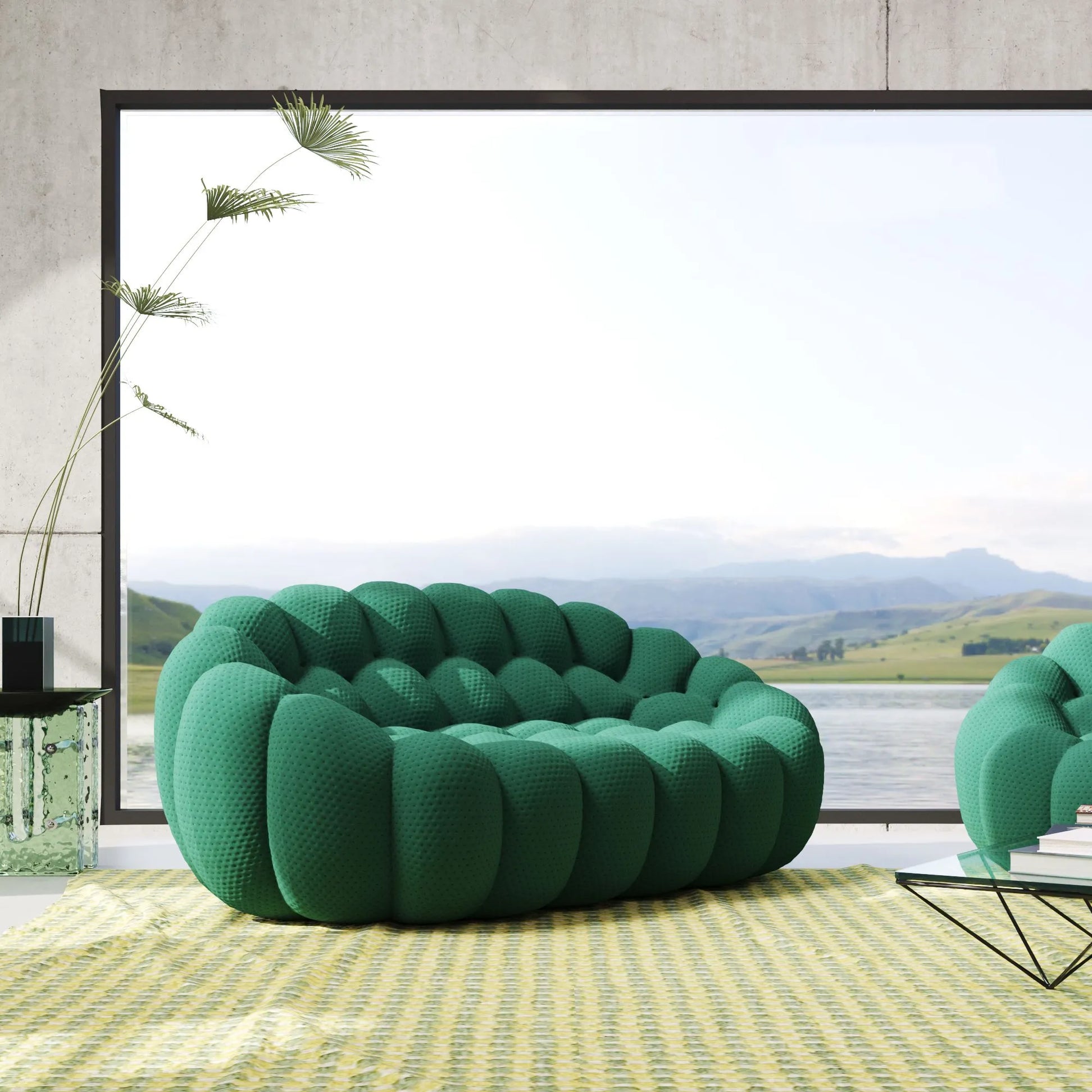 Bubble Couch Modular Sofa Loveseat 3D-Knitted Fabric - Green