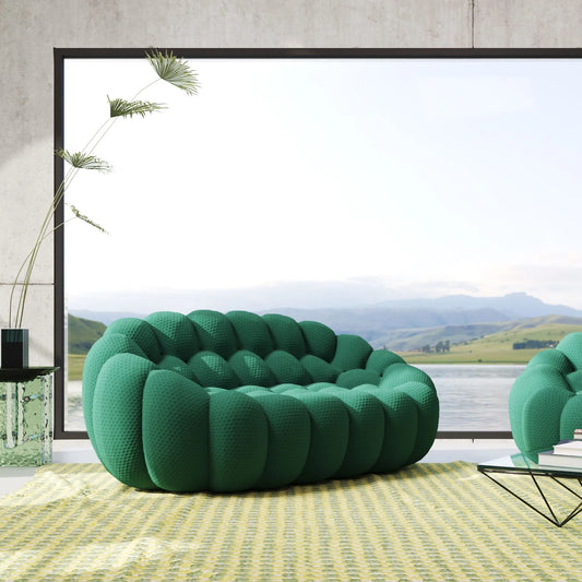 Bubble Couch Modular Sofa Loveseat 3D-Knitted Fabric - Green