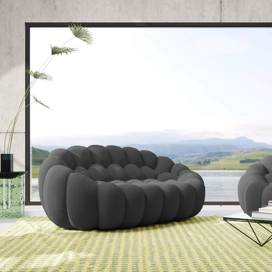 Bubble Couch Modular Sofa Loveseat 3D-Knitted Fabric - Grey