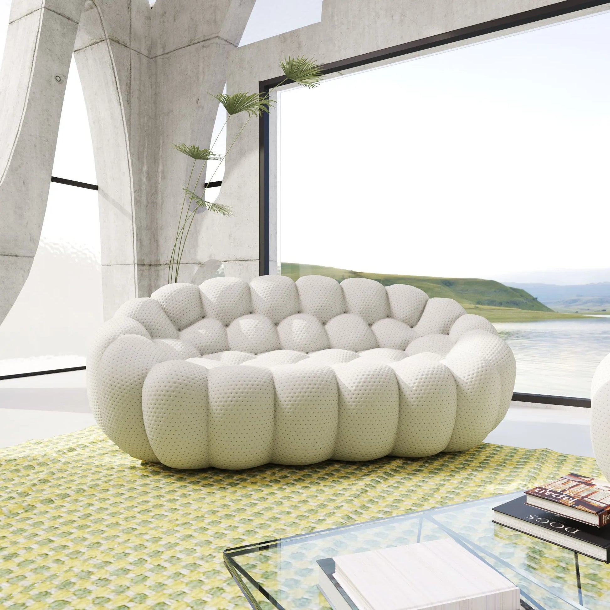 Bubble Couch Modular Sofa Loveseat 3D-Knitted Fabric - Light Grey