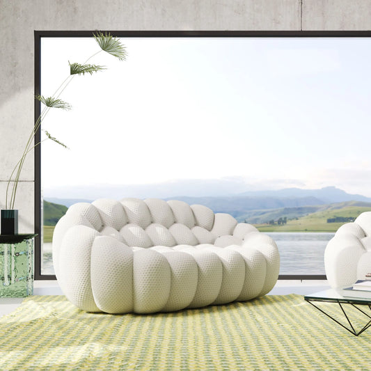 Bubble Couch Modular Sofa Loveseat 3D-Knitted Fabric - Light Grey