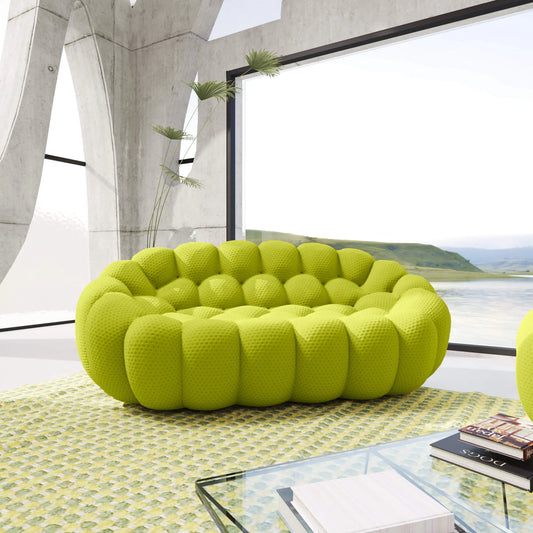Bubble Couch Modular Sofa Loveseat 3D-Knitted Fabric - Lime Green