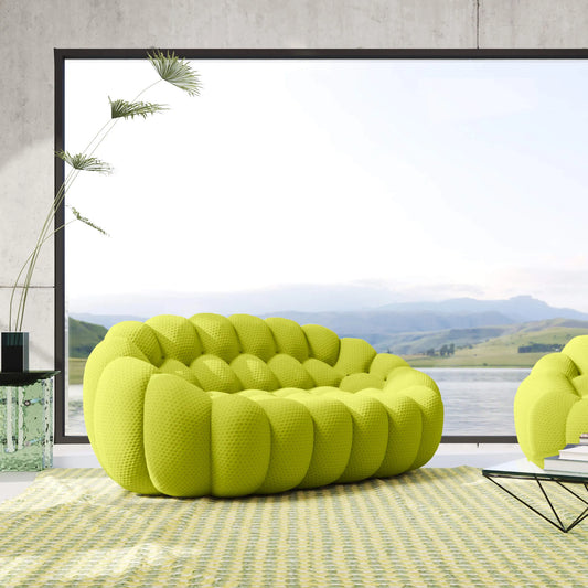 Bubble Couch Modular Sofa Loveseat 3D-Knitted Fabric - Lime Green