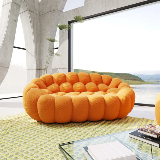 Bubble Couch Modular Sofa Loveseat 3D-Knitted Fabric - Orange