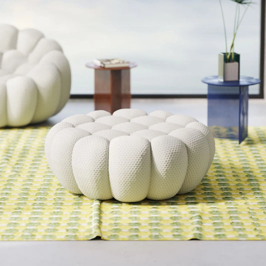 Bubble Couch Modular Sofa Single Ottoman 3D-Knitted Fabric - Light Grey