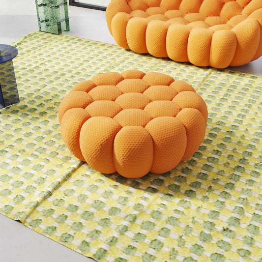 Bubble Couch Modular Sofa Single Ottoman 3D-Knitted Fabric - Orange