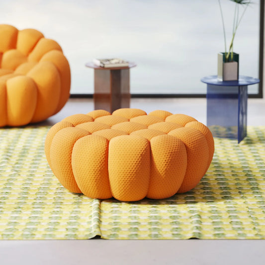 Bubble Couch Modular Sofa Single Ottoman 3D-Knitted Fabric - Orange