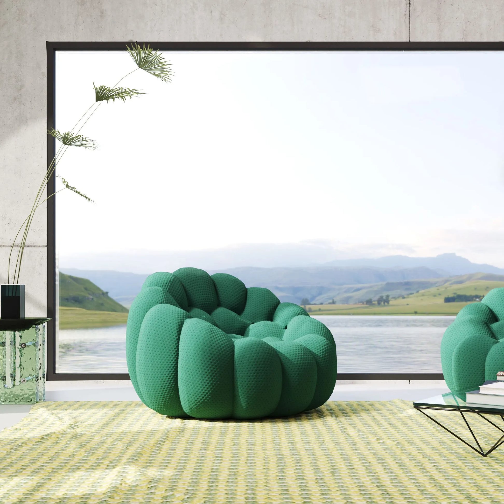 Bubble Couch Modular Sofa Single Sofa 3D-Knitted Fabric - Green